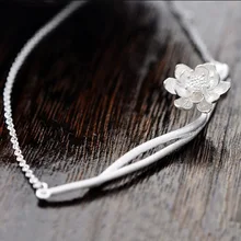 Elegant Lotus Flower 925 Sterling Silver Necklaces & Pendants For Ladies Style Hypoallergenic Sterling Silver Jewellery