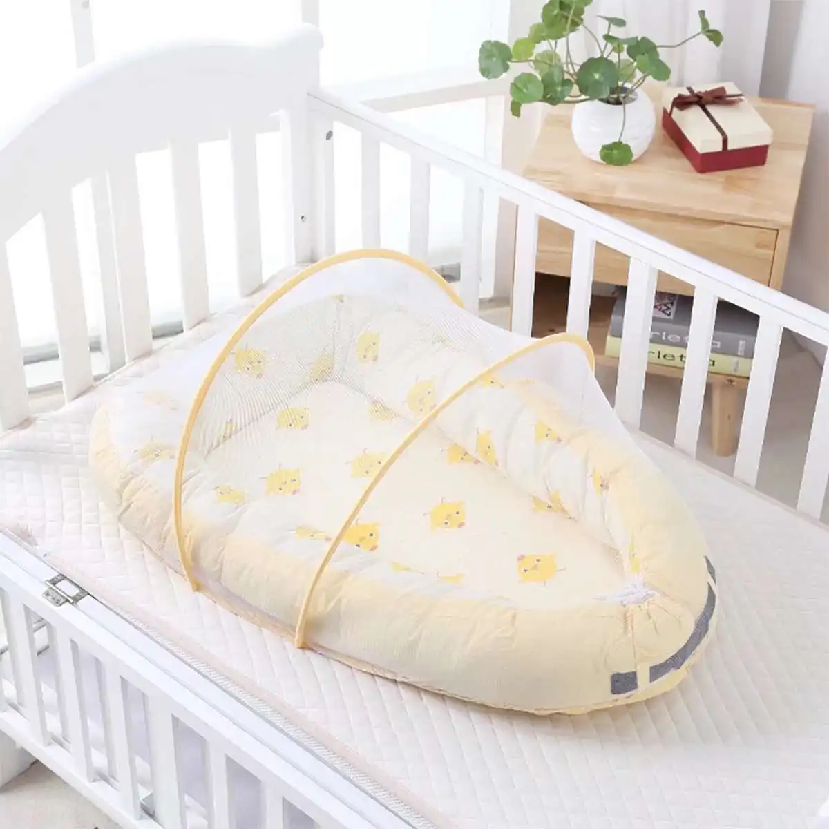Детская кровать Alcofa Nest портативная кроватка для путешествий детская хлопковая Колыбель переносная люлька для новорожденных люлька бампер - Цвет: Цвет: желтый