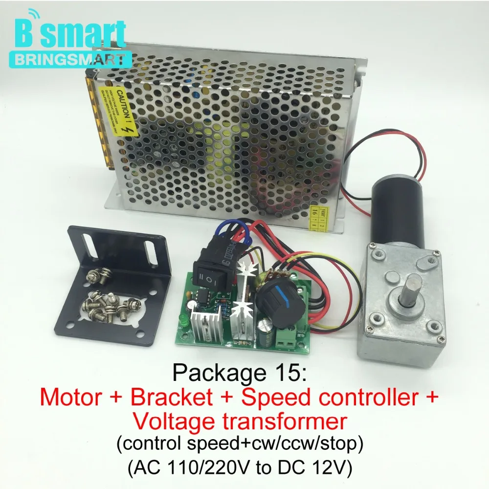 Bringsmart A58 12 В 12 об./мин. червь Шестерни Двигатель Наборы кронштейн Скорость контроллер DC Двигатели для автомобиля Питание Металл 12 вольт DIY робот самостоятельно-замок мотор редуктор электродвигатель моторчик