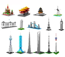 World Famous Arquitetura LOZ Diamante Blocos de Construção do Modelo Vasilli catedral Big Ben Torre Inclinada de Pisa do Palácio de Buckingham