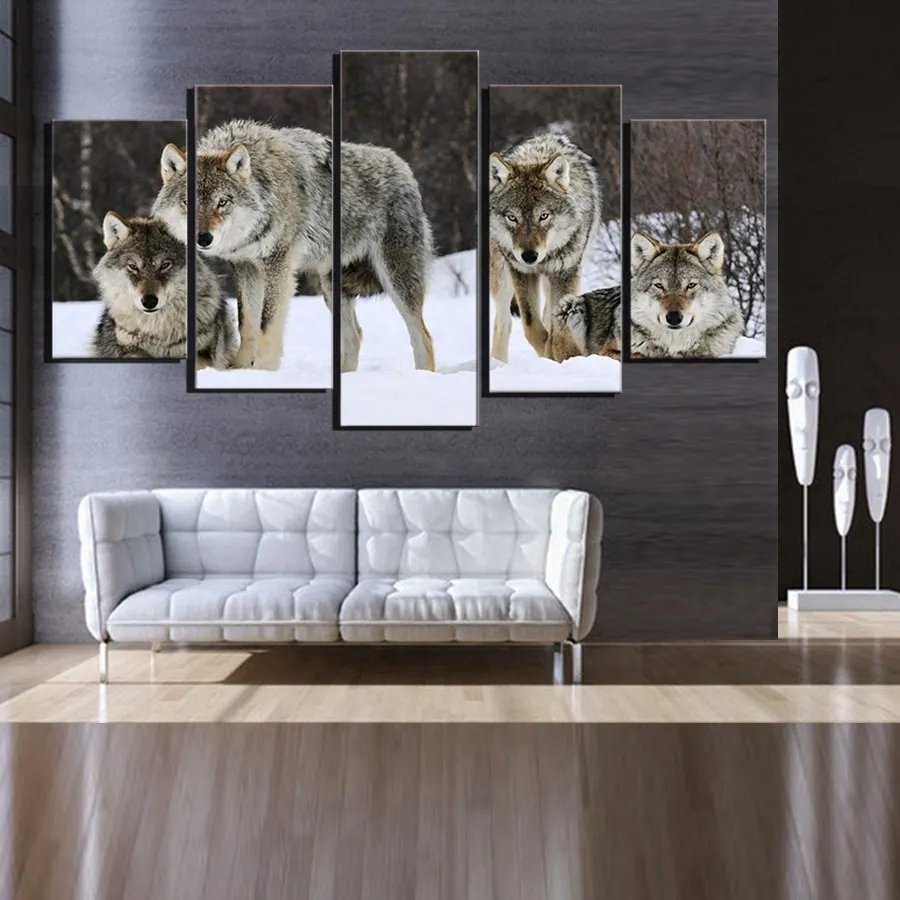 Koop HD Gedrukt Lone Hout Wolf In Sneeuw Storm Bos In Winter dier Wolf Canvas Giclee Kunstwerk Voor Muur Decor Unframed