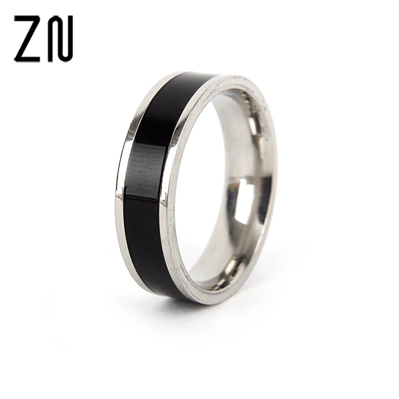 

Fashion Men Vintage Black Stainless Steel Ring Band 6mm