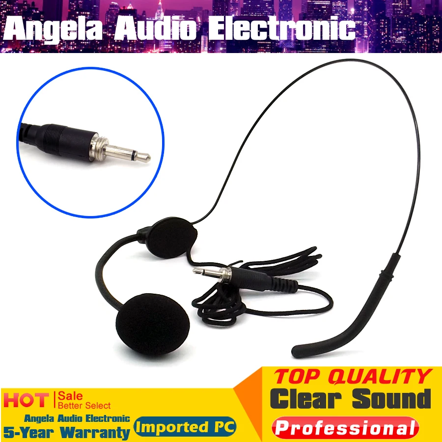 3.5 ملليمتر برغي الموضوع موصل Headworn Earhook المكثف سماعة رأس مع ميكروفون Mic Microfone مايك اللاسلكي Bodypack الارسال