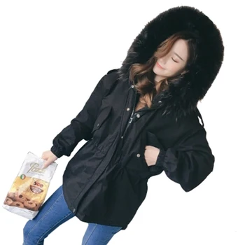 

2018 Winter Women Cotton Jacket Coat Female Bread Style Short Parka With Large Fur Hooded Lady Thickened Cotton Padded Coat F695