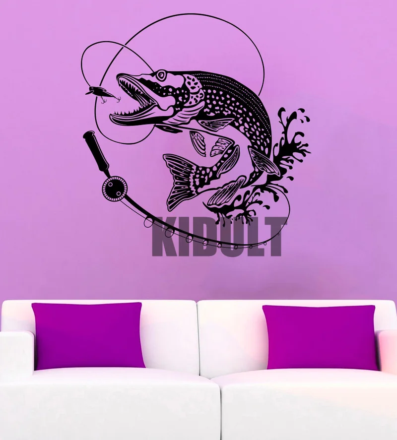 Fish Wall Decal Sport Fishing Vinyl Sticker Fishing Murals Wall Vinyl