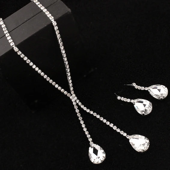Женский ювелирный комплект из колье и серёг со стразами|accessories jewelry wholesale|jewelry