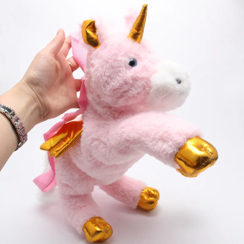Pink Fluffy Unicorn Plush Dolls Shoulders Bag Animal Soft Toys Unicorn