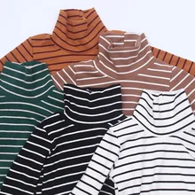 Детская одежда Осенняя теплая блузка в полоску для девочек и мальчиков Новинка года, плотная Детская рубашка хлопковые базовые Топы с длинными рукавами для детей возрастом от 2 до 8 лет