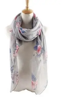 

2017 Fashion Flower Rose Print Scarf Women Long Floral Blossom Scarf Shawls Hijab Wrap Muslim Scarves Free Shipping