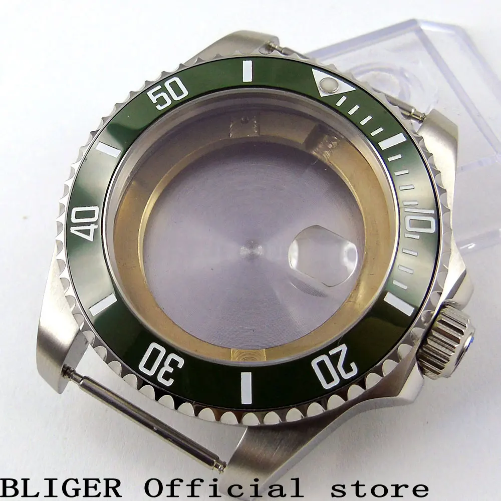 Sapphire glass 43mm Bliger green ceramic stainless steel date magnifier