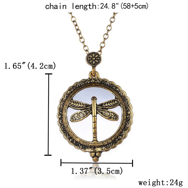 Retro Antique Statement Necklace Shellhard Crystal Cat Magnifying Glass Pendant Long Chain Necklace Fashion Jewelry For Women