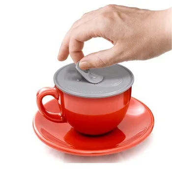 

10pcs/lot Novelty Easy-pulled Silicone Cup Cover Anti-dust Leak-proof Put On IT Coffe Mug Lid on Can Jar