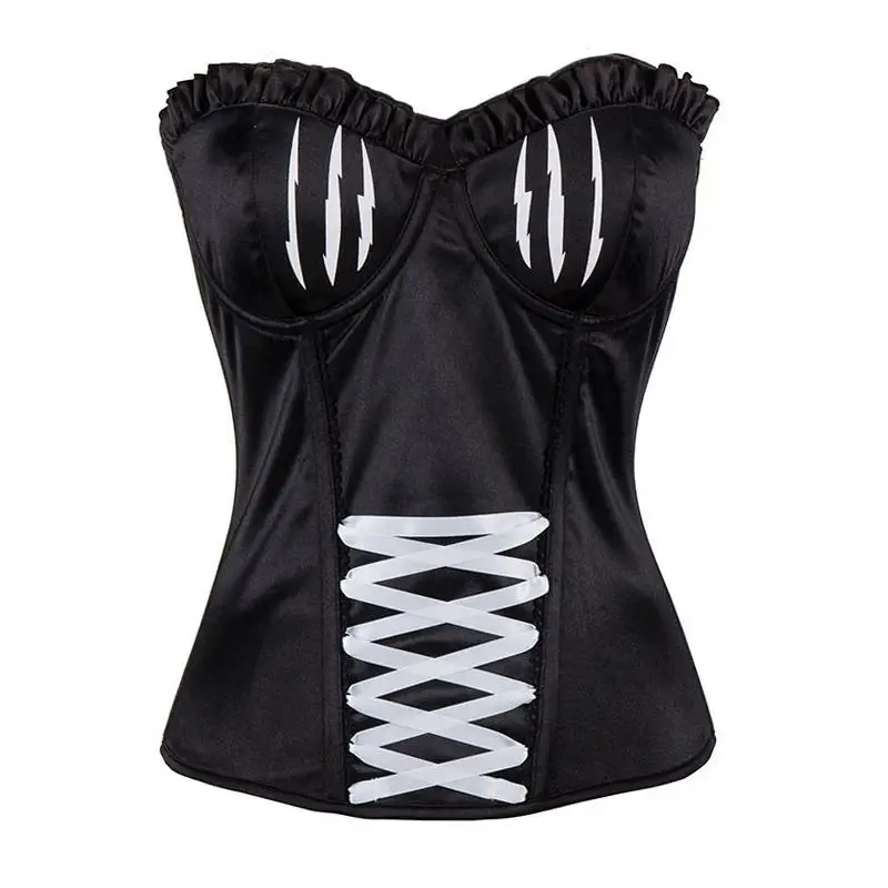 Black/white Sexy Corpetes E Corselet Corset Overbust Corsetto Steampunk
