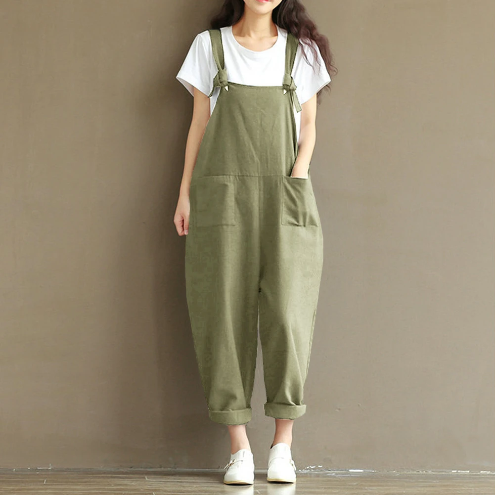 NEW Women Fashion Vintage Corduroy Dungaree Ladies Romper Overalls Jumpsuit Plus