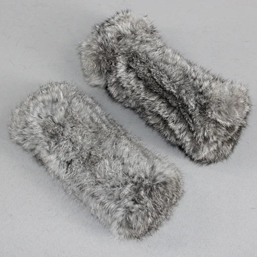Горячие Перчатки из натурального меха для женщин зимние теплые вязаные перчатки из кроличьего меха женские модные однотонные длинные перчатки из натурального меха - Цвет: rabbit fur grey