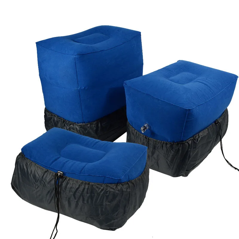 XC USHIO 3 in 1 Adjustable Height Inflatable Flight Cushion Neck Pillow with Cover Travel Airplane Train Car Footrest Two Valves (22)
