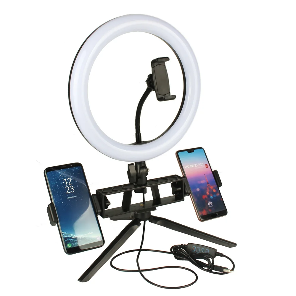 Photography Kit LED Ring Light Video YouTube Photo Ringlight Makeup Light Annular Lamp Bi-color 3200K-5500K 10 Level Brightness