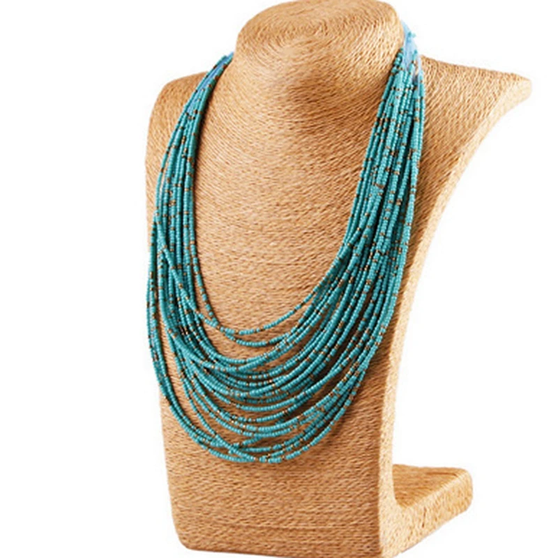 

YDGY retro exaggerated personality Necklace Bohemian water drop new multi-layer rice Bead Necklace wholesaler