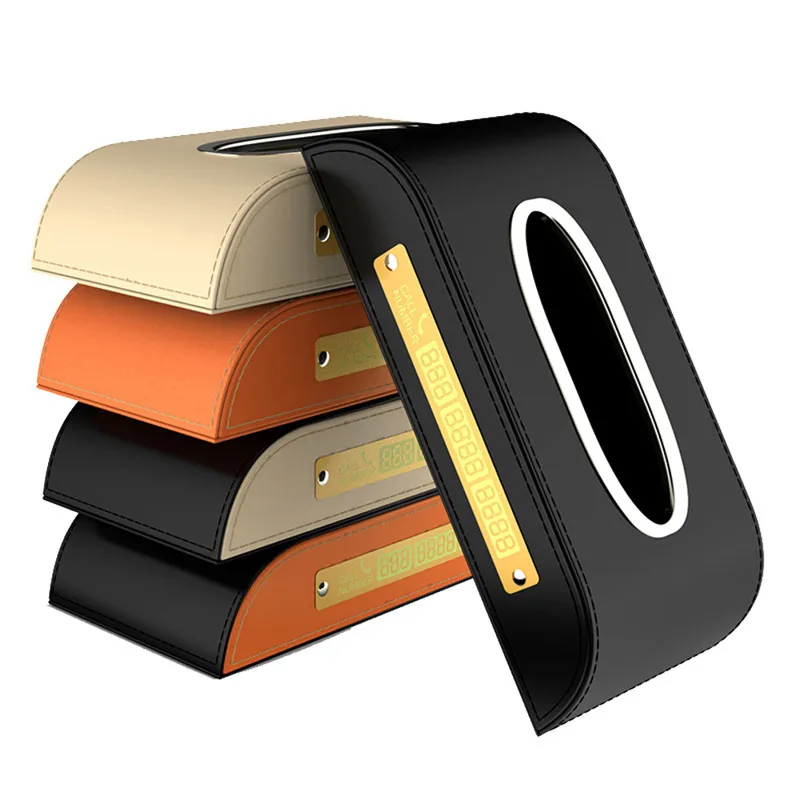 

Multifunction Car Sun Visor Tissue Box Headrest Hanging Block Type PU Leather Card Holder Parking Phone Number Plate Tissue Box