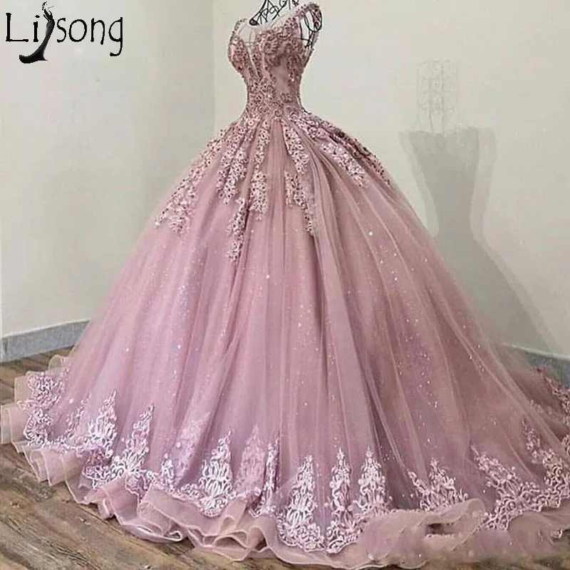 2019 Elegant Sheer Jewel Neck Evening Dresses Ball Gown Lace Appliques Beads Sweep Train Formal Occason Prom Dresses Hot Sale199