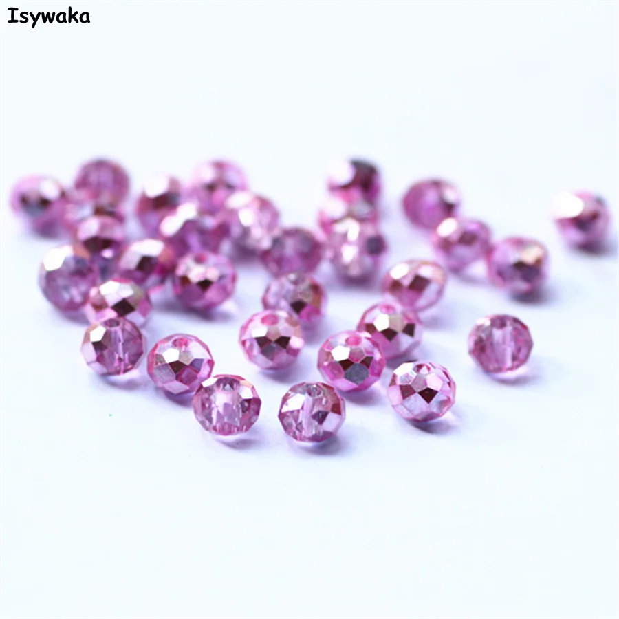 

Isywaka Full Clear Pink Color 4*6mm 50pcs Rondelle Austria faceted Crystal Glass Beads Loose Spacer Beads for Jewelry Making