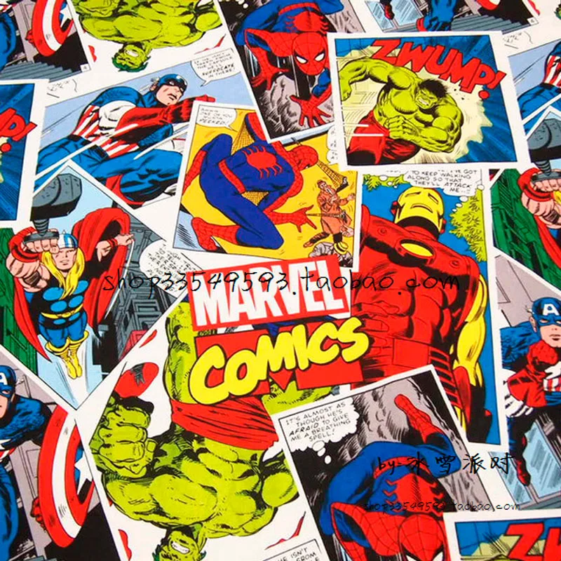 140X100cm Marvel Comics The Avengers Assemble Thick Cotton Fabric for Baby Boy Curtain Hometextile Bags Patchwork DIY