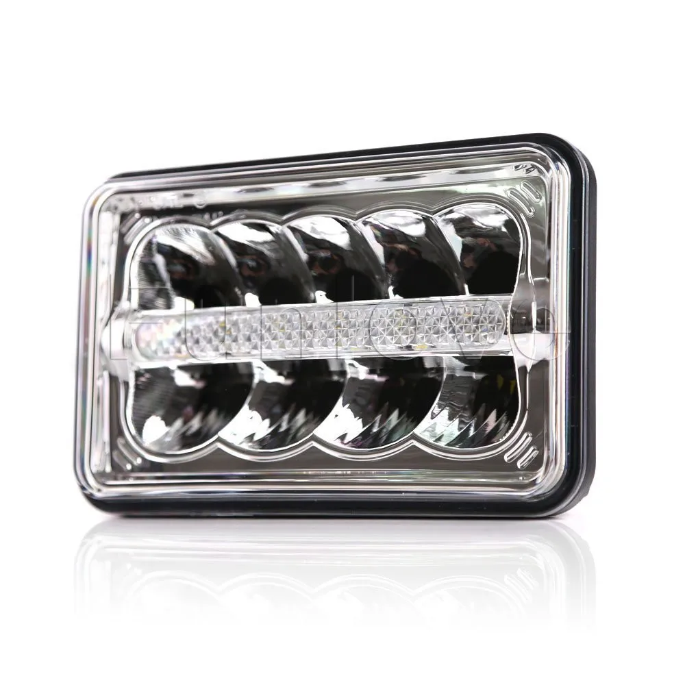 Black Aluminum Housing 4 X 6 LED Headlight with 24W High Beam 20W Low Beam Replacement for Chevy Camaro Ford Trucks (Pack of 2) (3)