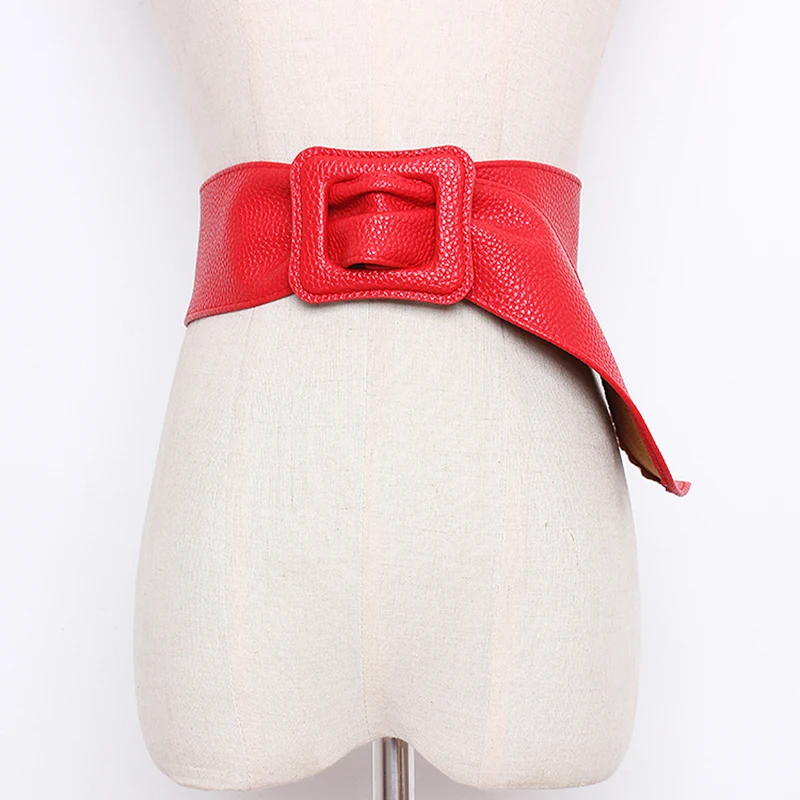 CHICEVER осень зима из искусственной кожи Широкие ремни для женщин Высокая талия модные черные женские ремни для пальто аксессуары мода прилива - Цвет: Red Belts