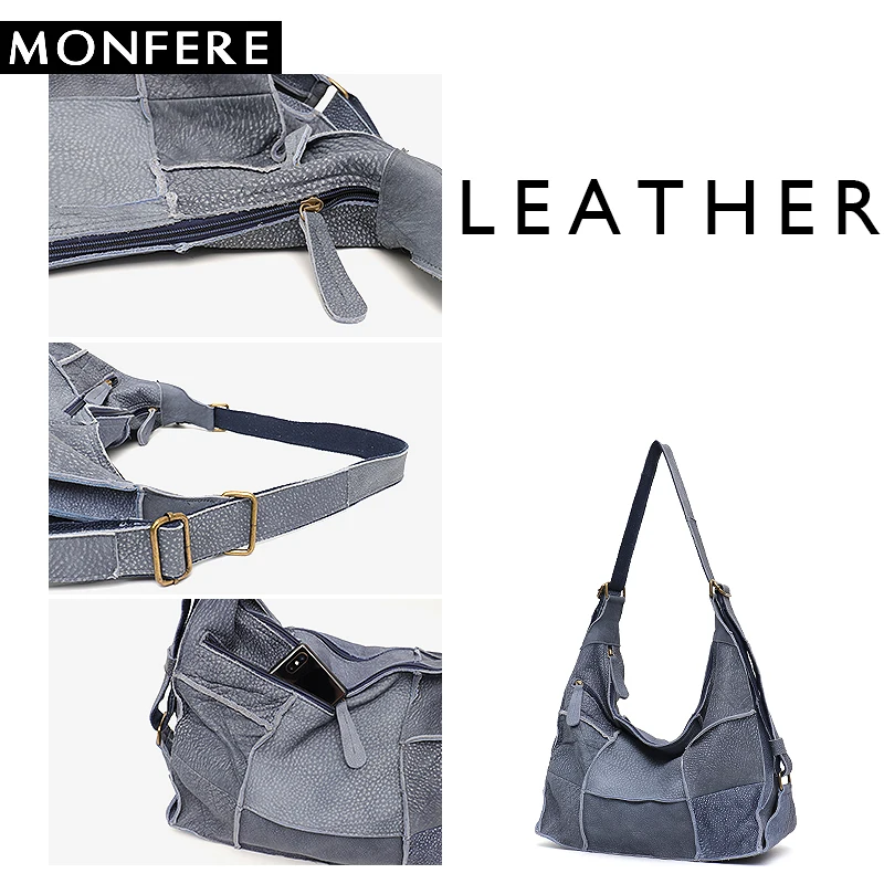 Retro Leather Shoulder Bag Large Genuine Leather School Girl Messenger Bags Patchwork