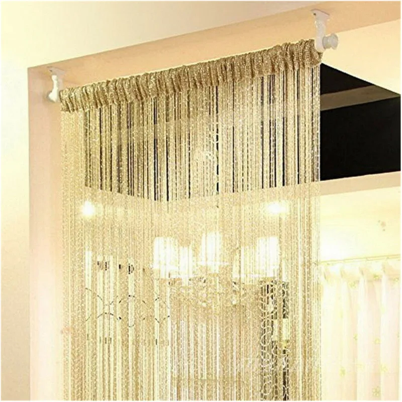 Silver Blinds Door Curtain Width 1Mx2M Curtain Bring Silver Wire Encryption A Living Room Partition Decoration JWK