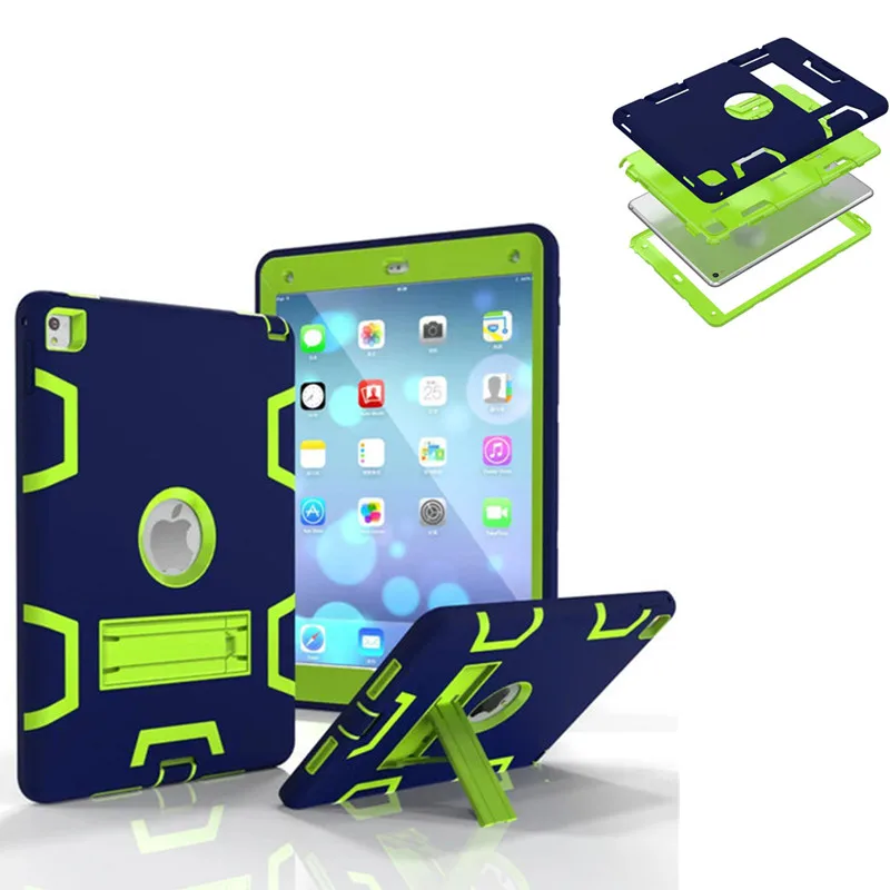 

WES  Hybrid Armor Rubber Hard Plastic + Silicone Mixed colors Impact Shockproof Back Case Cover For Apple New iPad Pro 9.7 inch