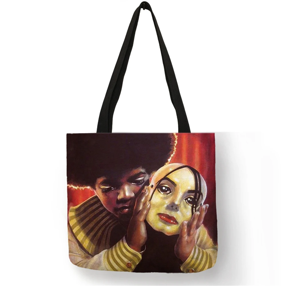 Индивидуальная Льняная сумка с персонализированным принтом Майкл Джексон MJ повседневные сумки-шопперы для женщин текстильные мешки дорожные школьные сумки - Цвет: 004