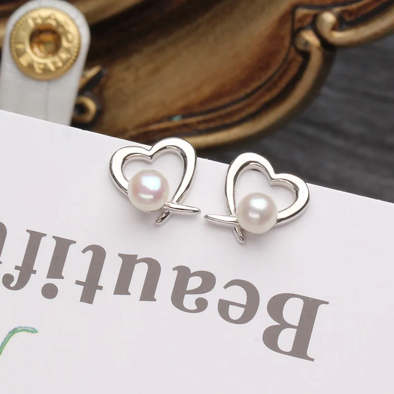 Sinya 18k gold heart design stud earring with natural high luster Round pearls Au750 earring for lover women girl best gift 2018 (8)