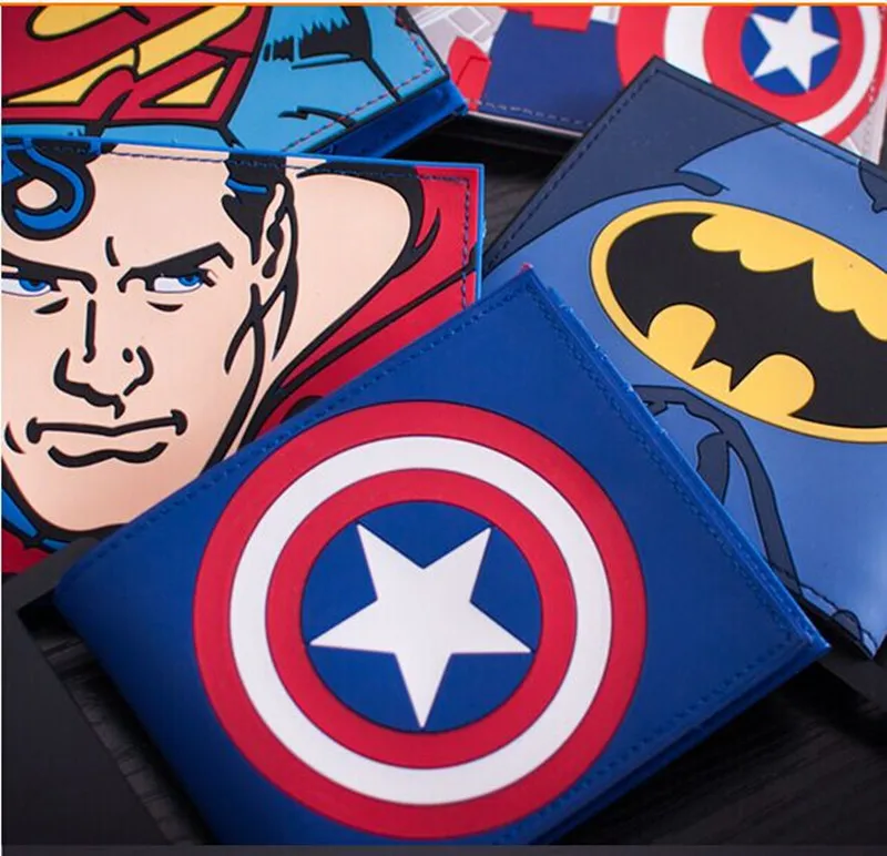 2016 Hot sale DC Marvel Comics Superhero Captain America Batman Superman wallets Purse wallet men