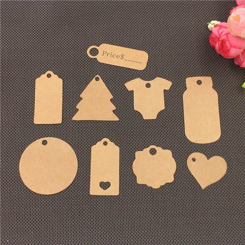 

100Pcs/Lot Different Size Various Shaped Hanging Kraft Paper Tags Price Label Note Handmade Cardboard Tags For New Year Gift Bag