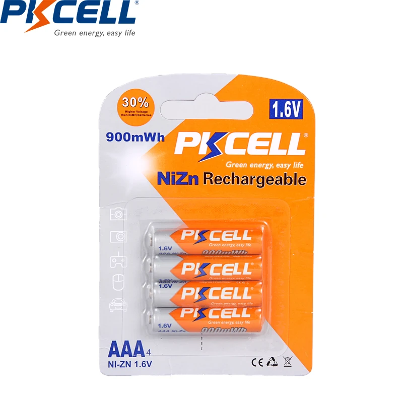 4 шт./одна карта PKCELL AAA 900mWh NIZN аккумуляторы В 1,6 в 3A батарея для дистанционное управление радио фонарик светодио дный светодиодный MP3 - изображение