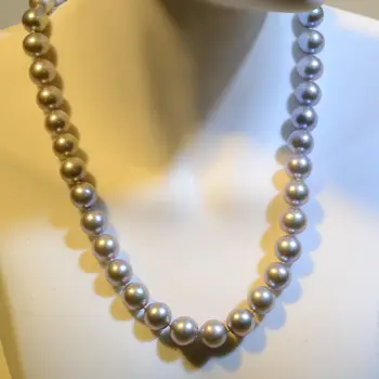 

11-12mm south sea round silver grey pearl necklace 18inch 925s kkk