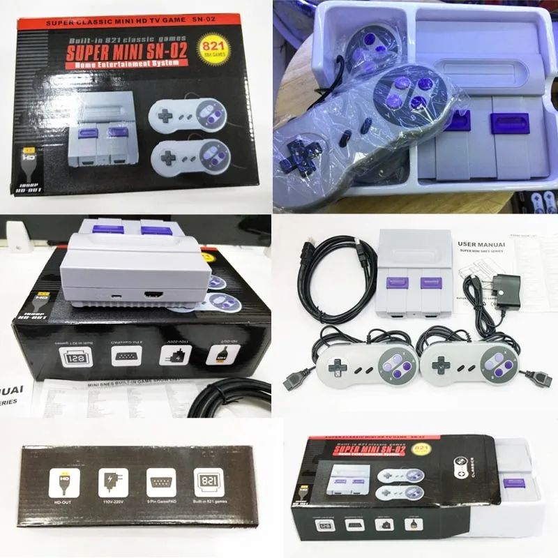 Мини классическая ТВ игровая консоль 8 бит Ретро SNES Видео игровая консоль встроенные 821 игры HDMI Ручной игровой плеер отдых