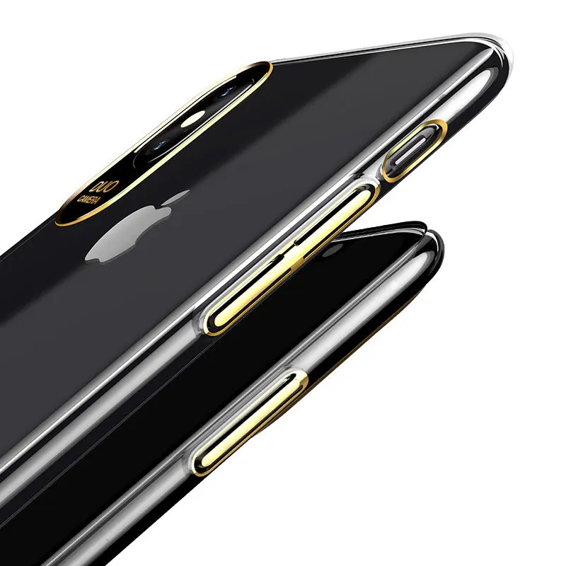 USAMS For iPhone X Case Bling Electroplating ARC Edge Hard PC Clear Back Case For Apple iPhone 10 Ultra-Slim Phone Cover