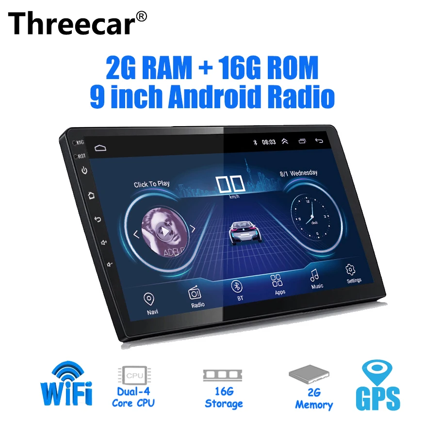 

9/10 inch Android 8.1 universal Car Player 2 din 2G RAM+16G ROM android car radio GPS NAVIGATION WIFI Bluetooth MP5 Rear CAM