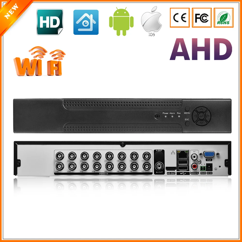 Домашний видеорегистратор AHD 720P 16CH AHDM DVR 16 Channel 2 SATA HDD port 3g Wifi AHD DVR 16CH Hybrid NVR DVR recorder ONVIF 16CH