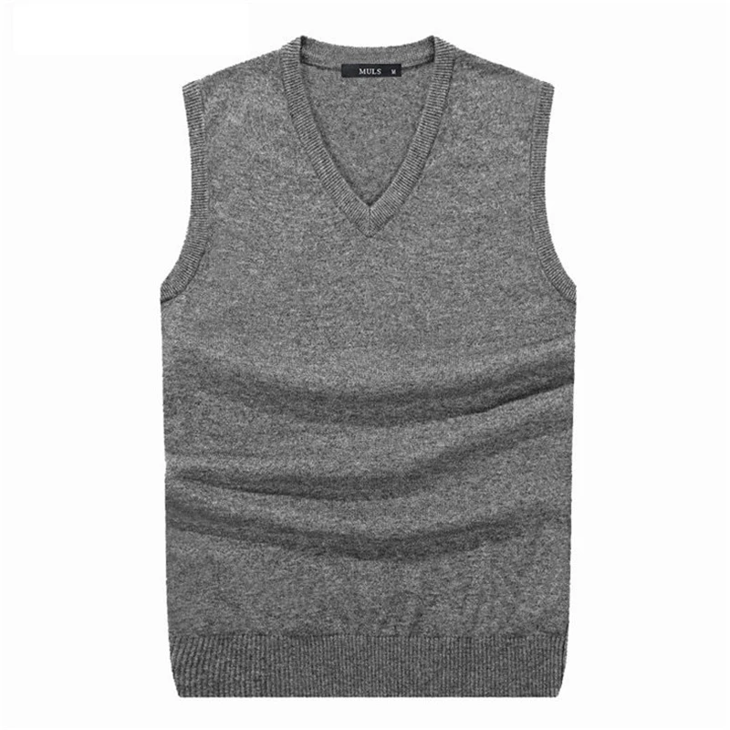 S-6XL Men Sleeveless Sweater Vest Male Autumn Spring Cotton Knitted Solid Vest Sweater Man Business V Neck Top Slim Sweaters Boy 4