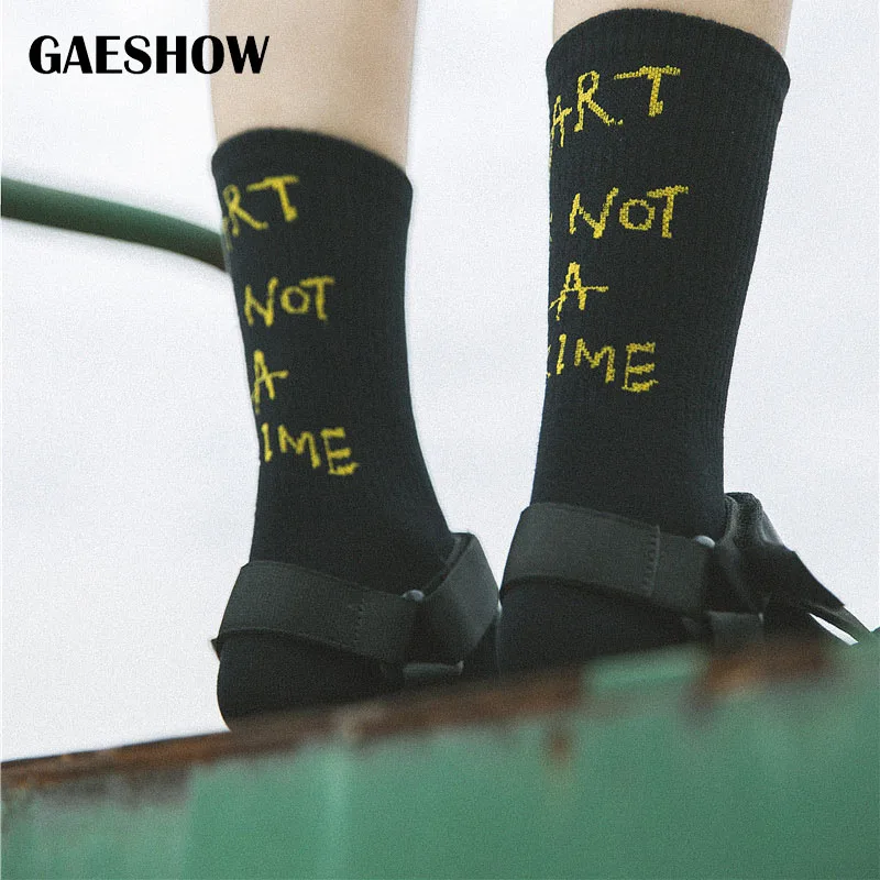 Gaeshow 2018 Korean Harajuku Streetwear Style Letter Socks Funny School Ladies Hip Hop Female ART IS NOT A CRIME Women | Женская одежда