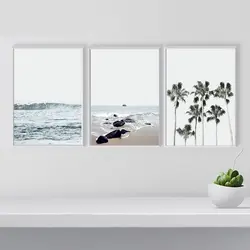 Скандинавский пляж холст с морским пейзажем художественные плакаты и принты живопись пальмовое дерево настенные картины для гостиной
