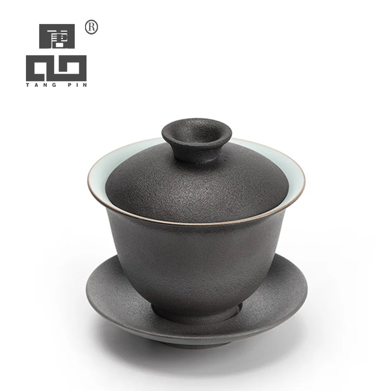 

TANGPIN black crockery ceramic gaiwan porcelain teacup chinese kung fu tea sets drinkware