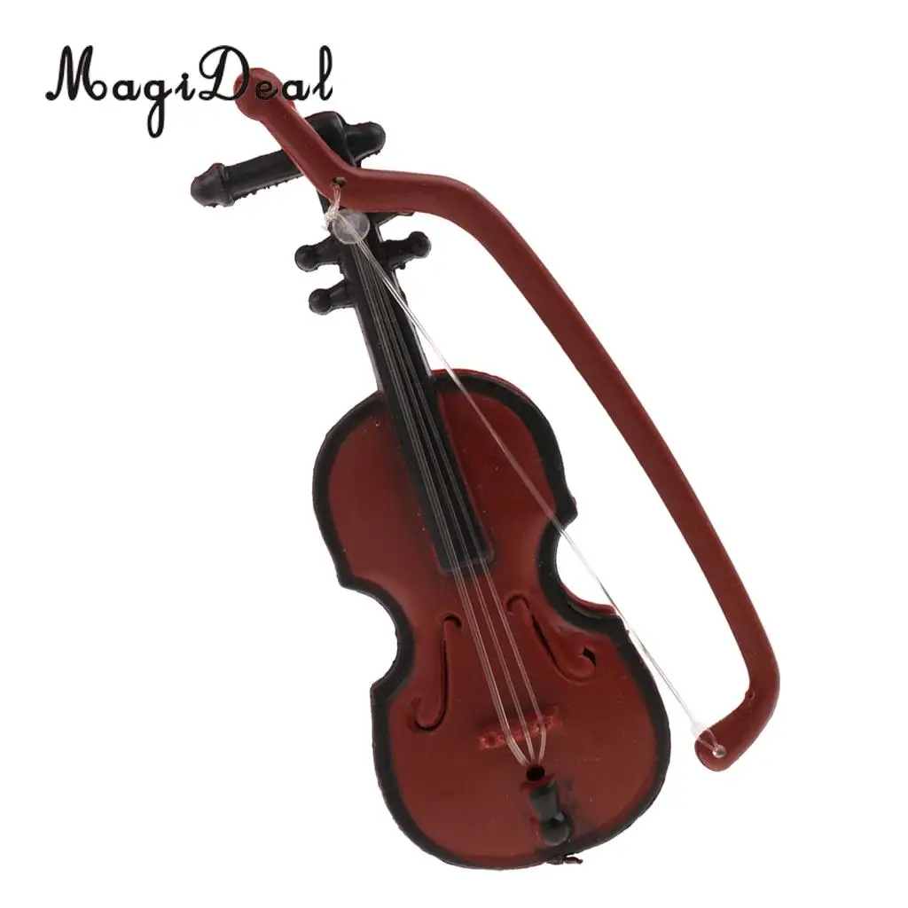 MagiDeal 1/12 Scale Dollhouse Miniature Musical Instrument Plastic Violin Model Figures Display Decor Acc for Dolls Home Office