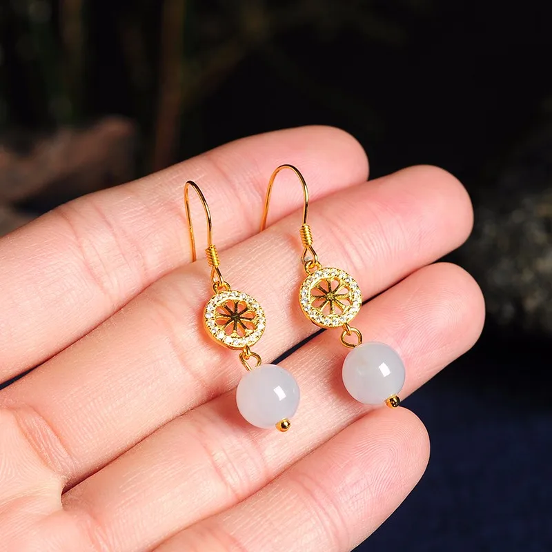 

New Arrival 925 Sterling Silver White Colour Beads Women's Dangle Earrings