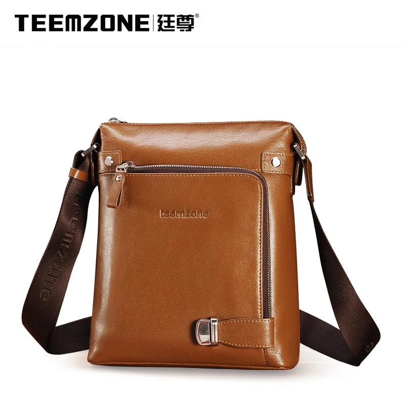Teemzone Crossbody Bag Men's Messenger Bag Brand Handbag Casual Men Shoulder Bags Genuine Leather Briefcase Free Shipping