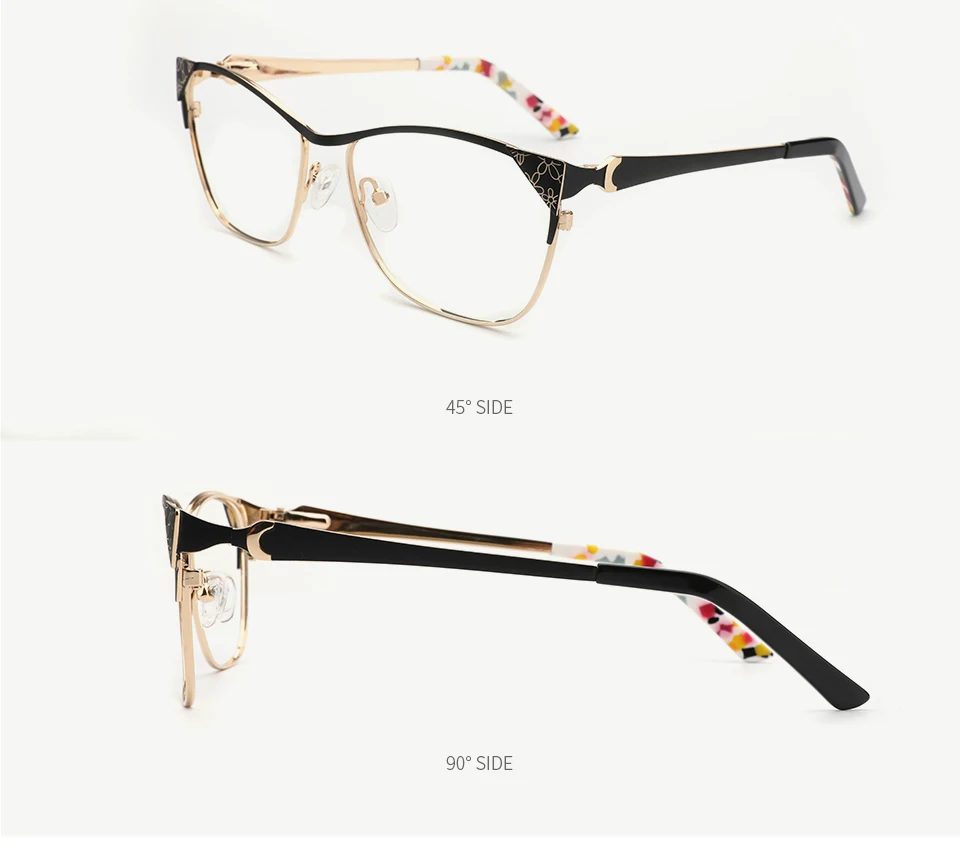 Металлические женские оправы кошачьего глаза Оптические брендовые дизайнерские оправы по рецепту Ретро-стиль модные очки высокого качества