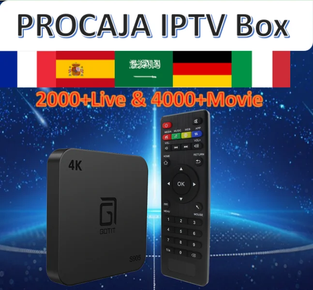 

S905 8/16G Android7.1 Smart TV Box&French PROCAJA Subscription 2000+Live&4000+Vod France Spain Arabic IPTV